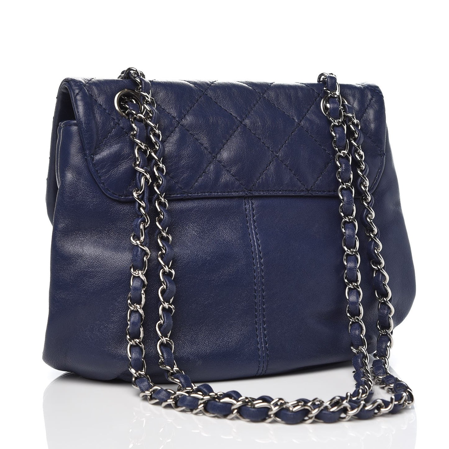Shiny Lambskin Quilted Mini Trianon Messenger Flap Blue
