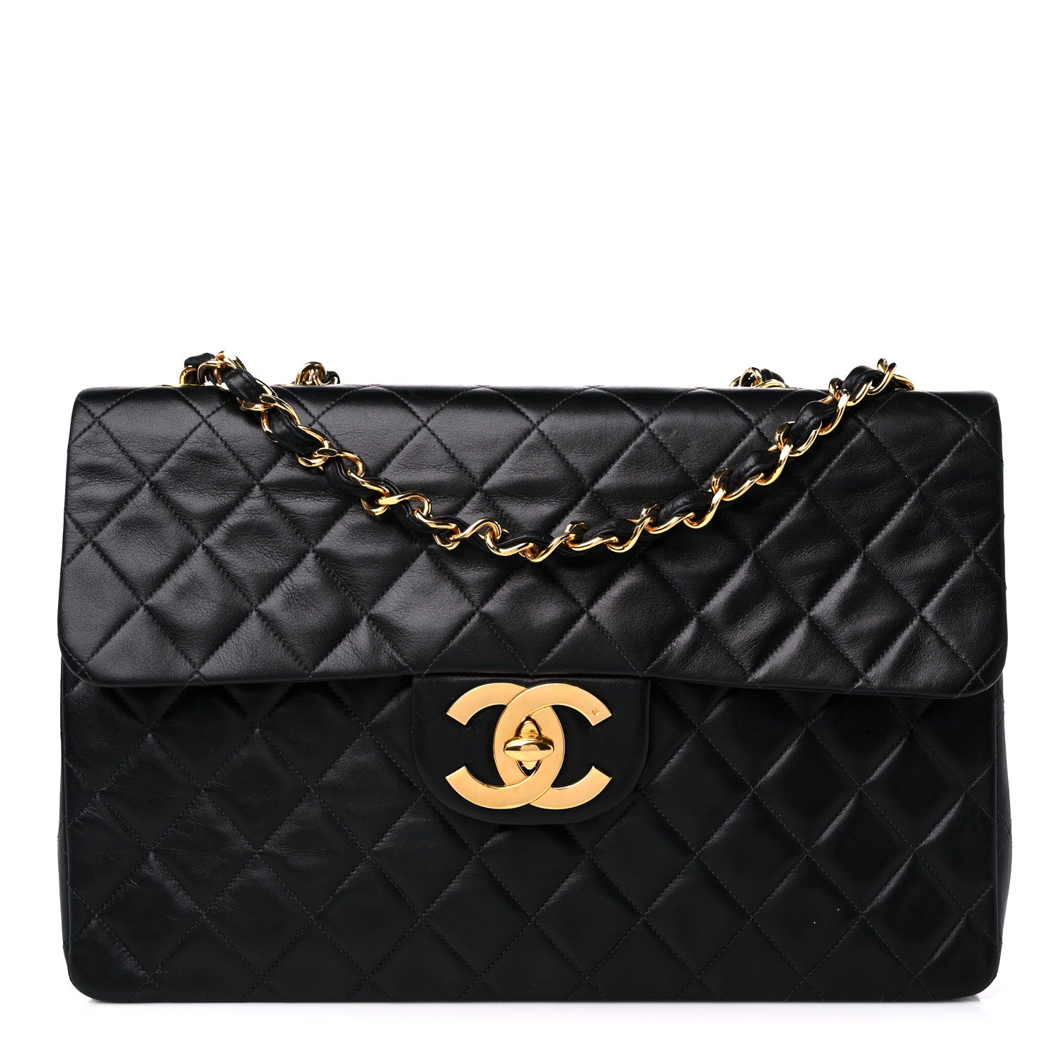 Chanel Lambskin Quilted XL Jumbo Single Flap Black 1 of 16