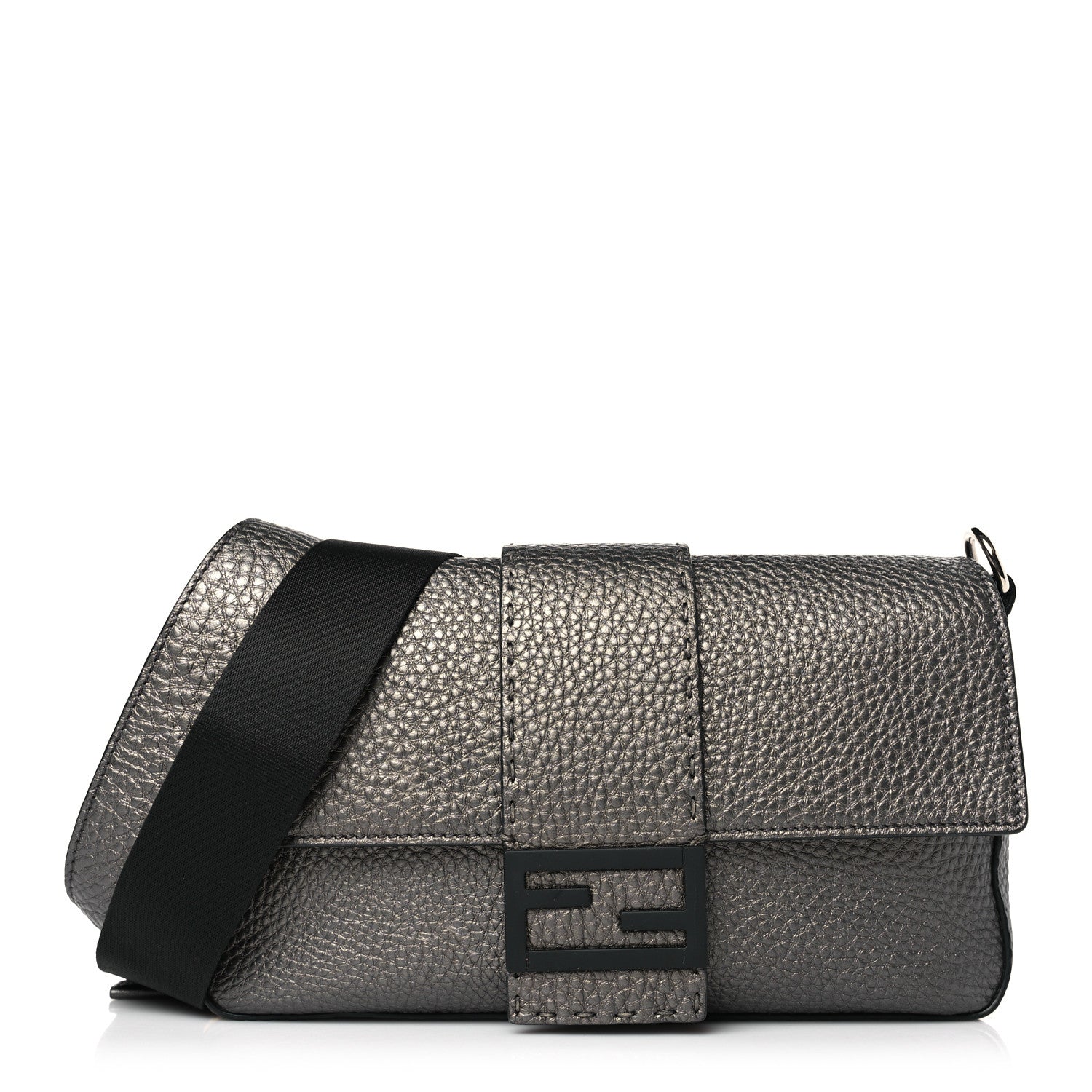 Fendi Cuoio Romano Lux Enamel Selleria Belt Baguette Bag Graphite 1 of 9