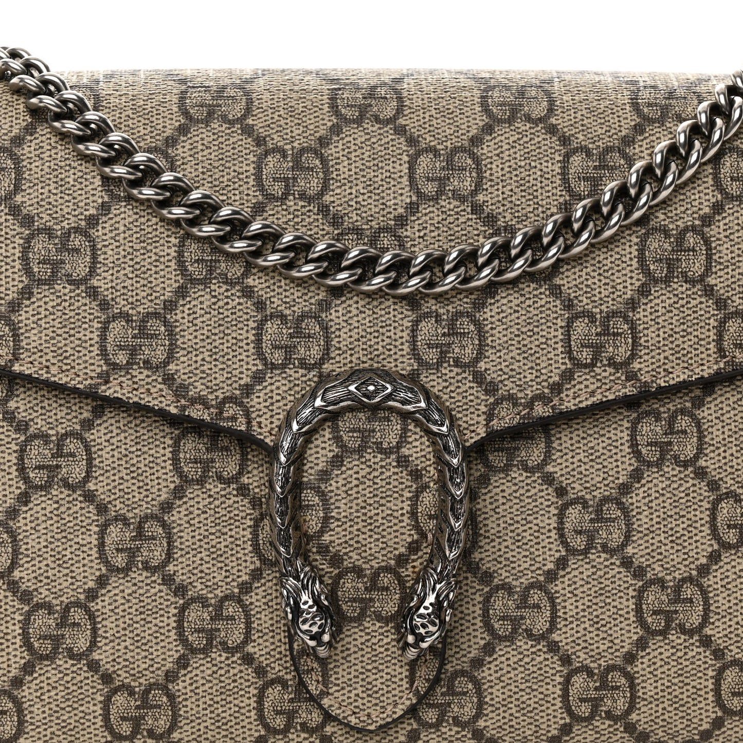 GG Supreme Monogram Mini Dionysus Chain Wallet Beige Vulcanic Red