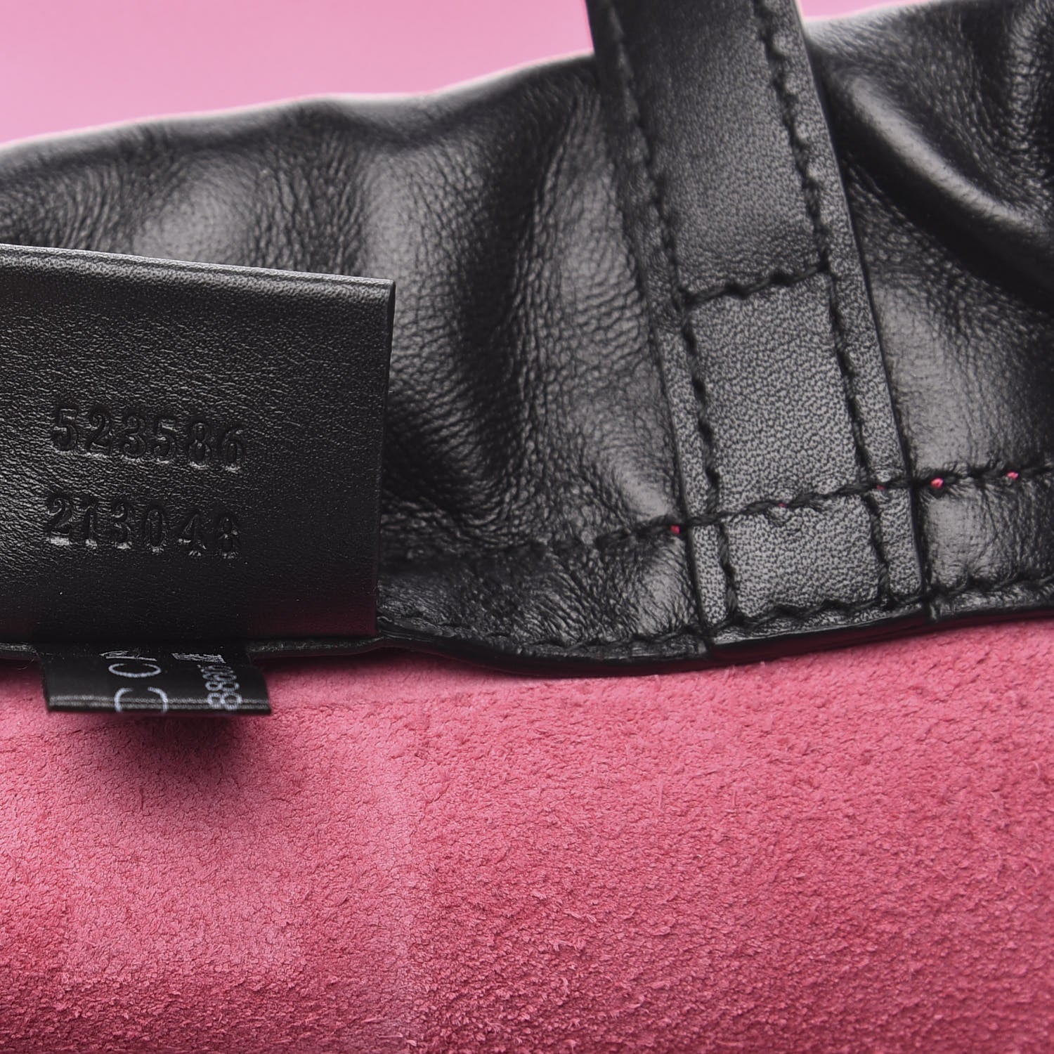 Gucci Grained Calfskin Logo Drawstring Backpack Box Pink Green Black 6 of 9