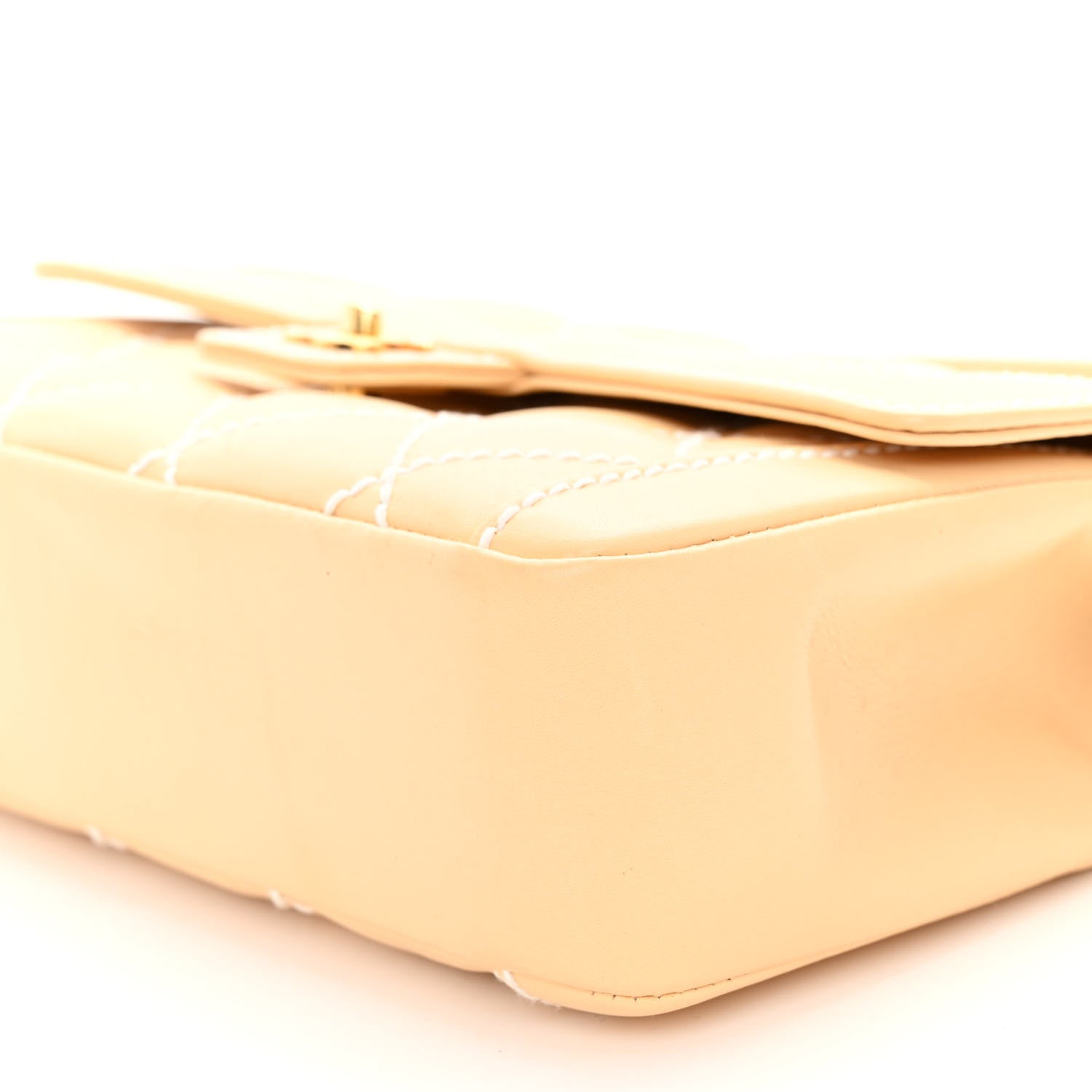 Chanel Calfskin Quilted Wild Stitch Top Handle Flap Beige 9 of 9