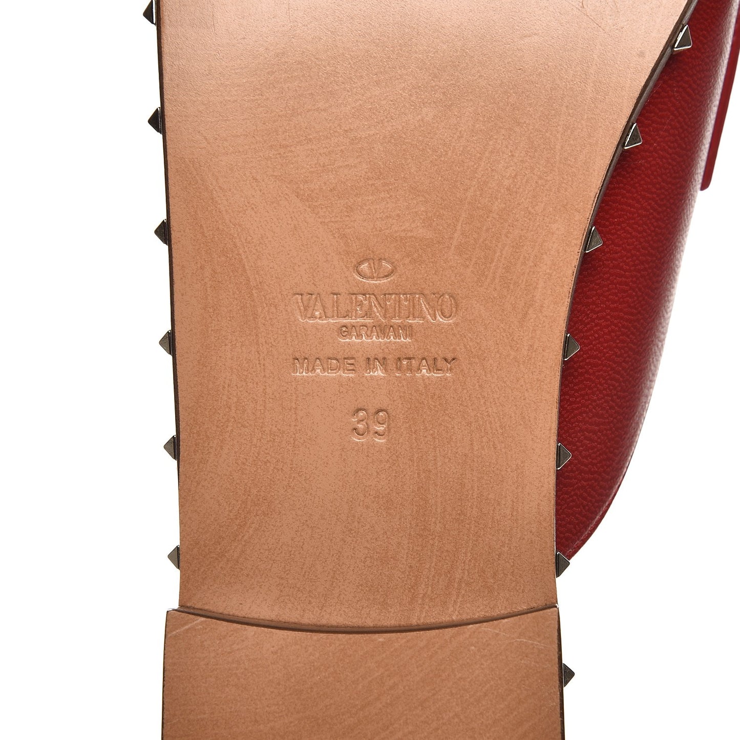 Lambskin Soul Rockstud Flat Mules 39 Red