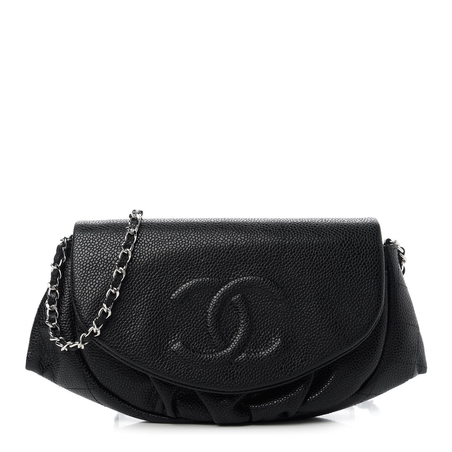 Chanel Caviar Half Moon Wallet On Chain WOC Black 1 of 11