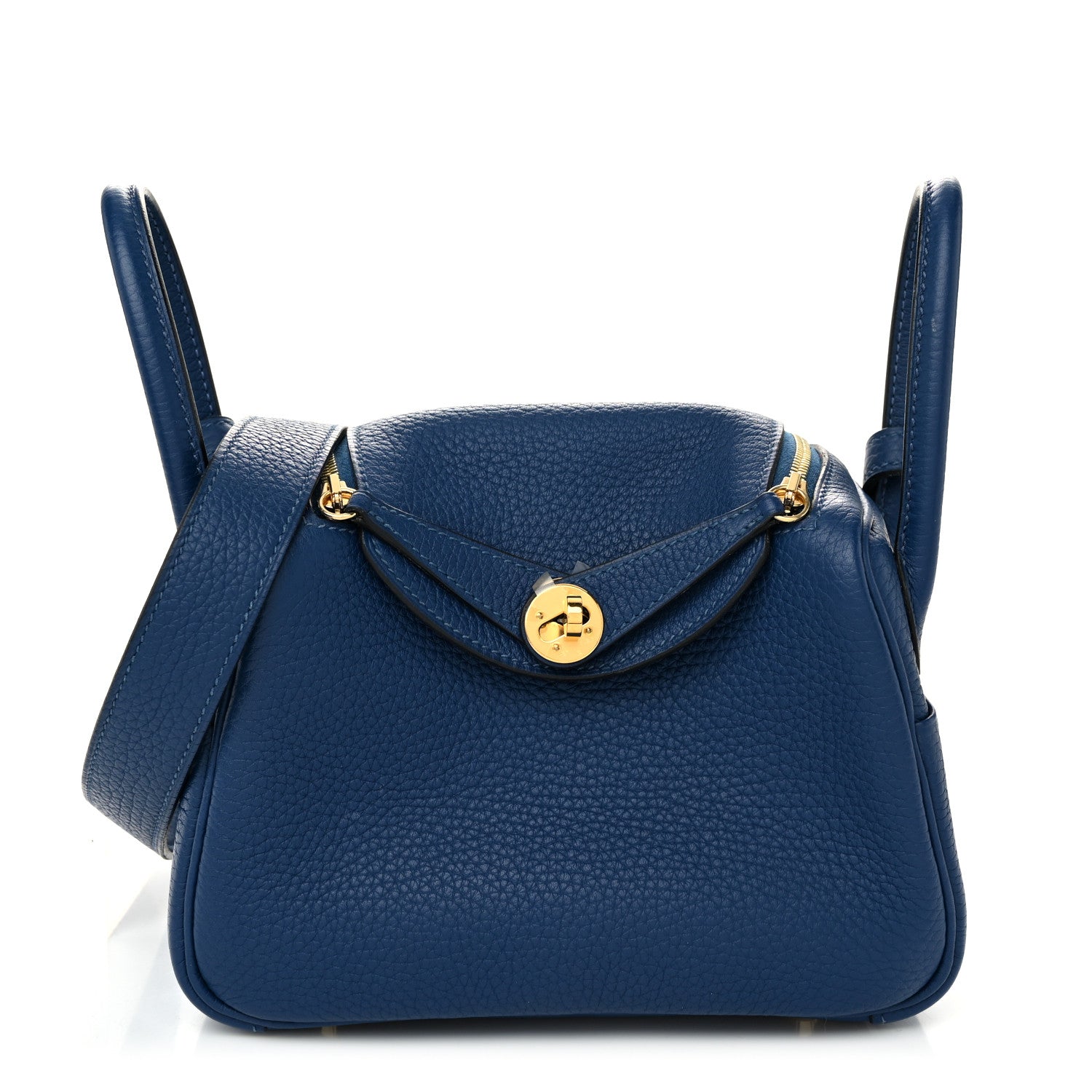 Hermes Taurillon Clemence Mini Lindy 20 Deep Bleu 1 of 10