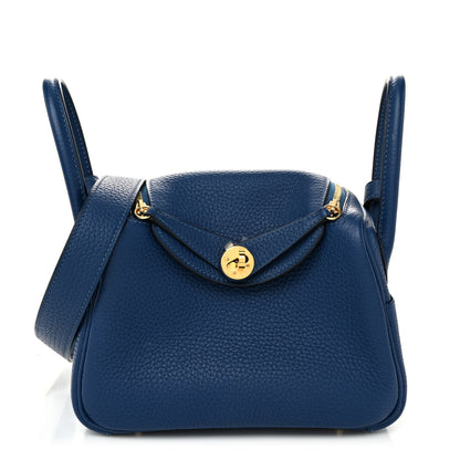 Hermes Taurillon Clemence Mini Lindy 20 Deep Bleu 1 of 10