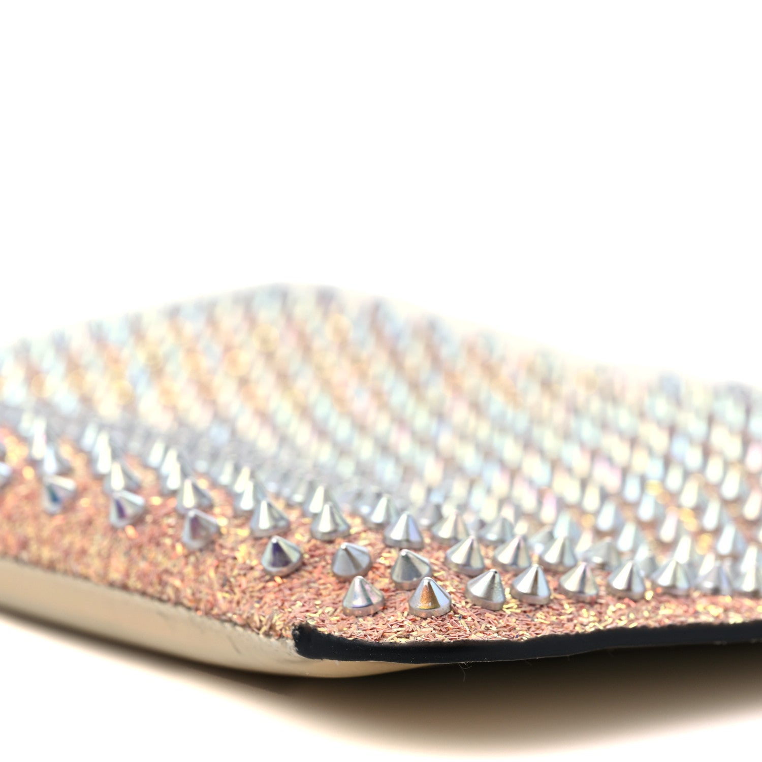 Christian Louboutin Metallic Calfskin Glitter Quadro Spikes Loubiclutch Rosegold 7 of 7