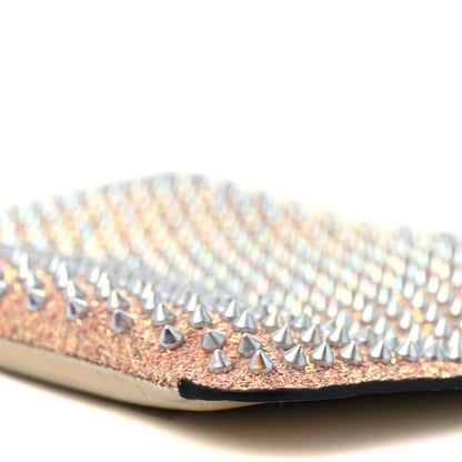 Christian Louboutin Metallic Calfskin Glitter Quadro Spikes Loubiclutch Rosegold 7 of 7