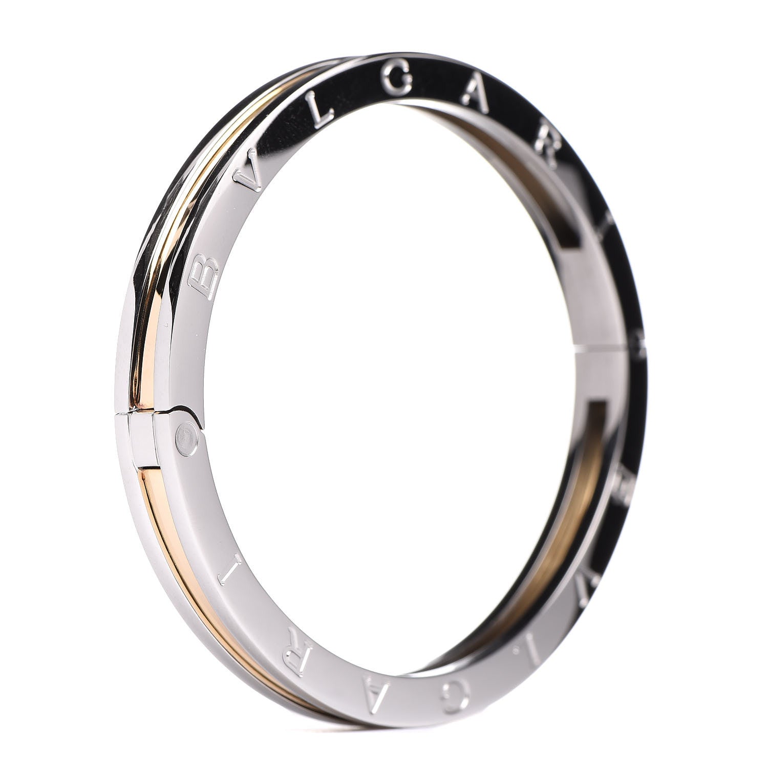 Bulgari 18K Yellow Gold Stainless Steel B.Zero1 Bangle Bracelet 7 of 8