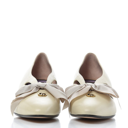Gucci Malaga Kid Bow Berith Low Heel Pumps 38.5 Vintage White 2 of 10