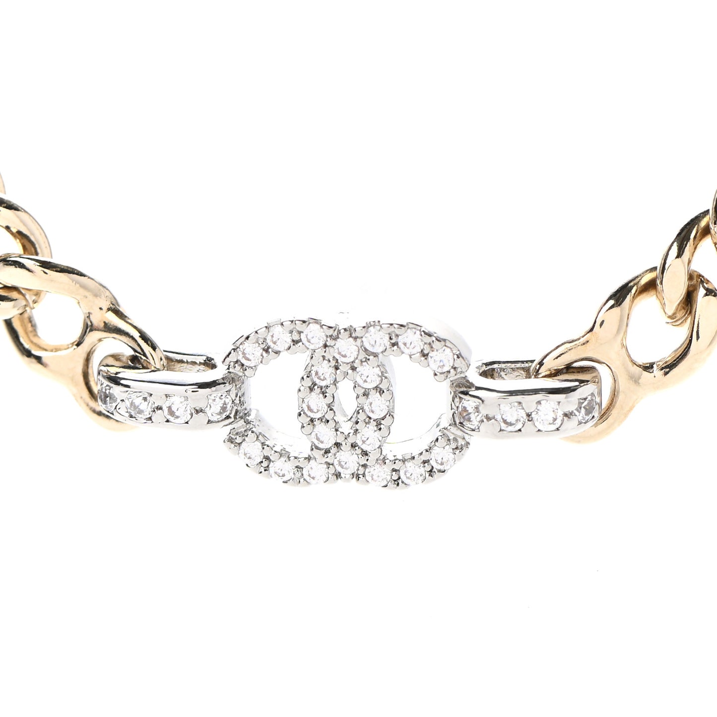 Crystal Chain CC Link Choker Gold Silver