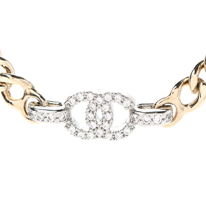 Chanel Crystal Chain CC Link Choker Gold Silver 4 of 7