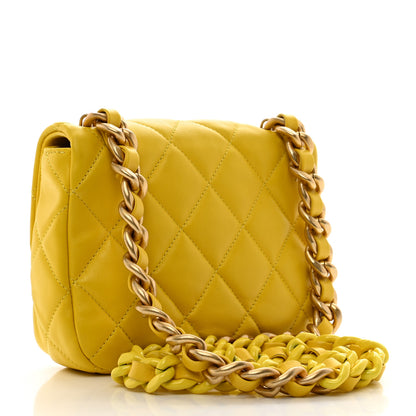 Chanel Lambskin Quilted Mini Lacquered Chain Flap Yellow 3 of 11