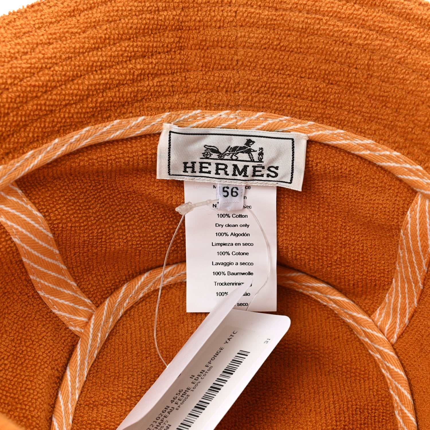 Hermes Cotton Eden Bucket Hat 56 Tan 8 of 8
