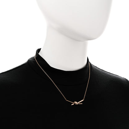 Tiffany 18K Rose Gold Diamond Knot Necklace 2 of 6