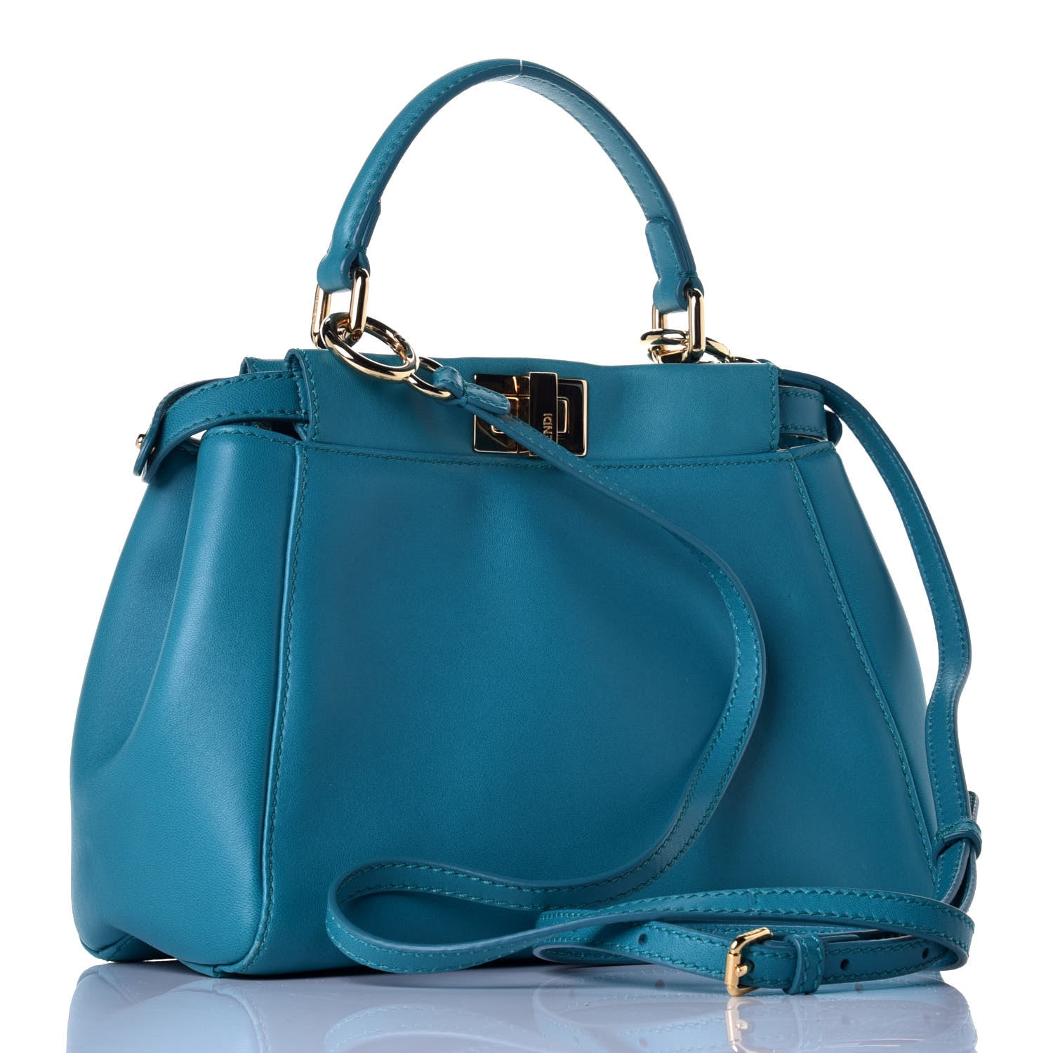 Fendi Nappa Mini Peekaboo Iconic Satchel Lago 4 of 9
