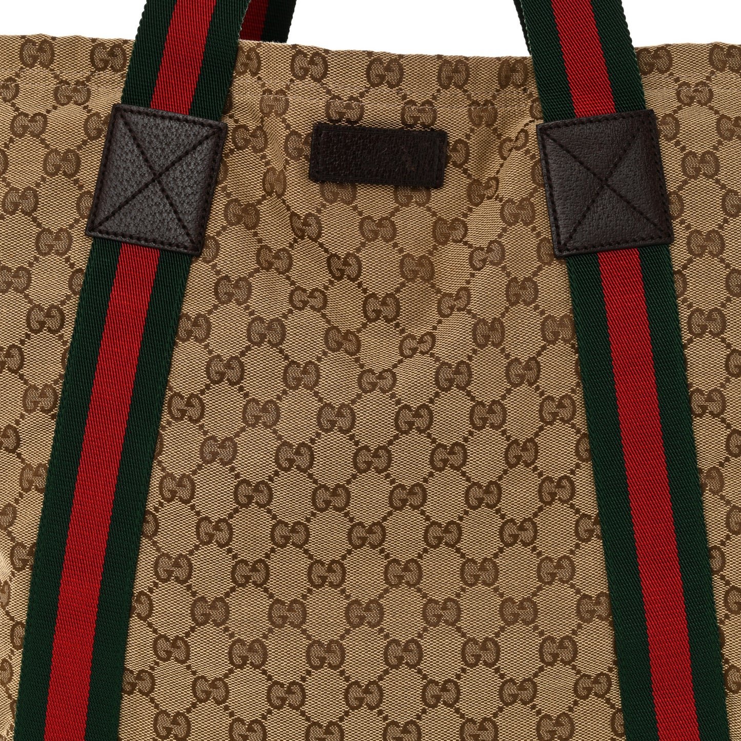 GG Monogram Medium Web Handle Vertical Tote Dark Brown