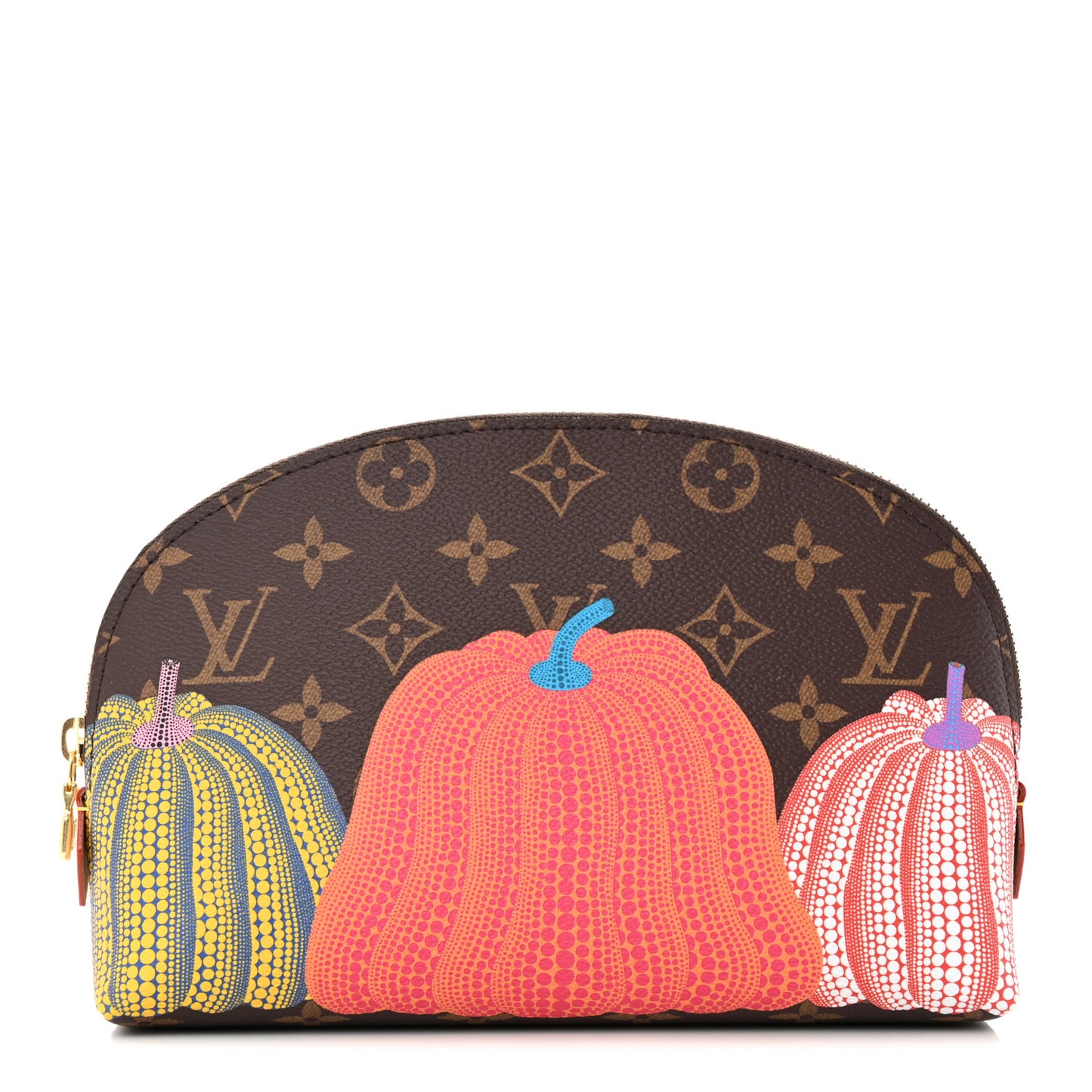 LV X YK Monogram Printed Kusama Pumpkin Cosmetic Pouch