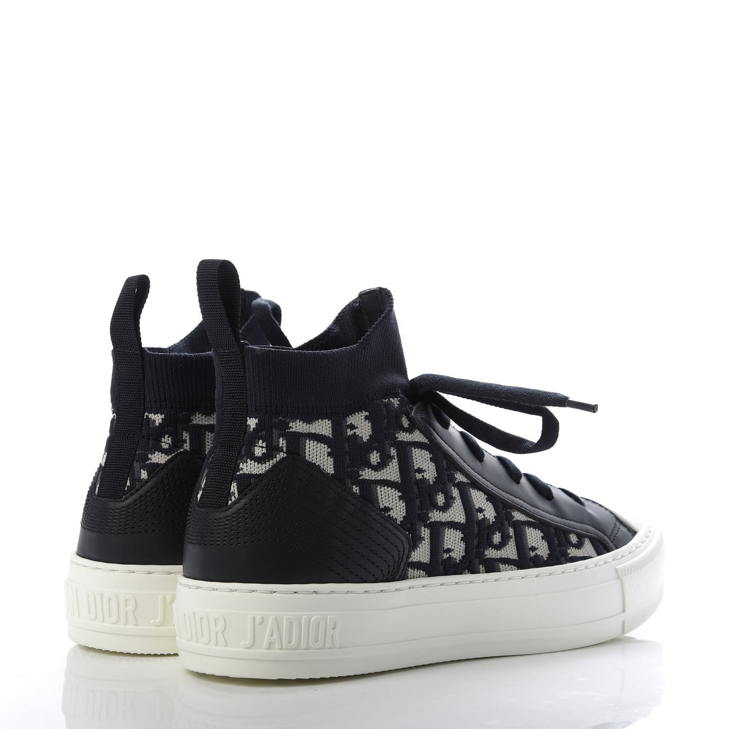 Technical Canvas Mesh Calfskin Womens Oblique Walk'n Dior High Top Sneakers 36.5 Deep Blue