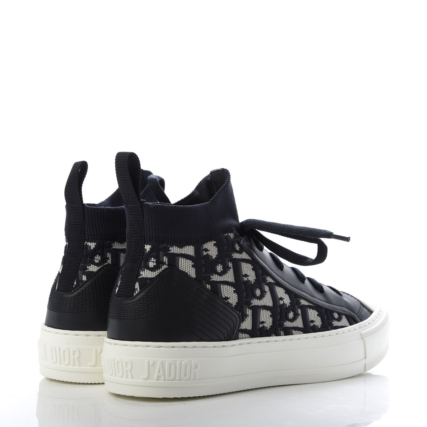 Christian Dior Technical Canvas Mesh Calfskin Womens Oblique Walk'n Dior High Top Sneakers 36.5 Deep Blue 4 of 10