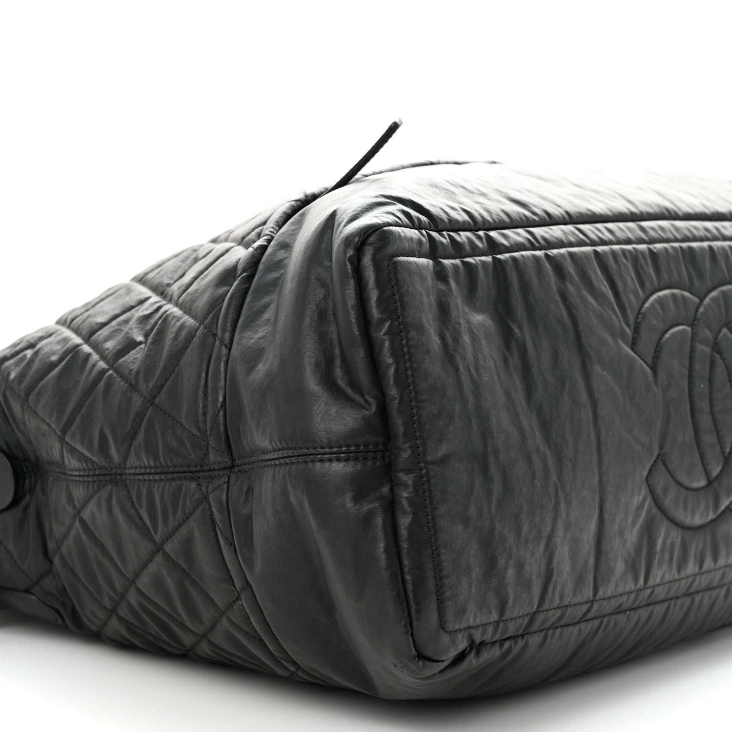 Chanel Coated Canvas Quilted Large Garment Travel Bag Black 9 of 10