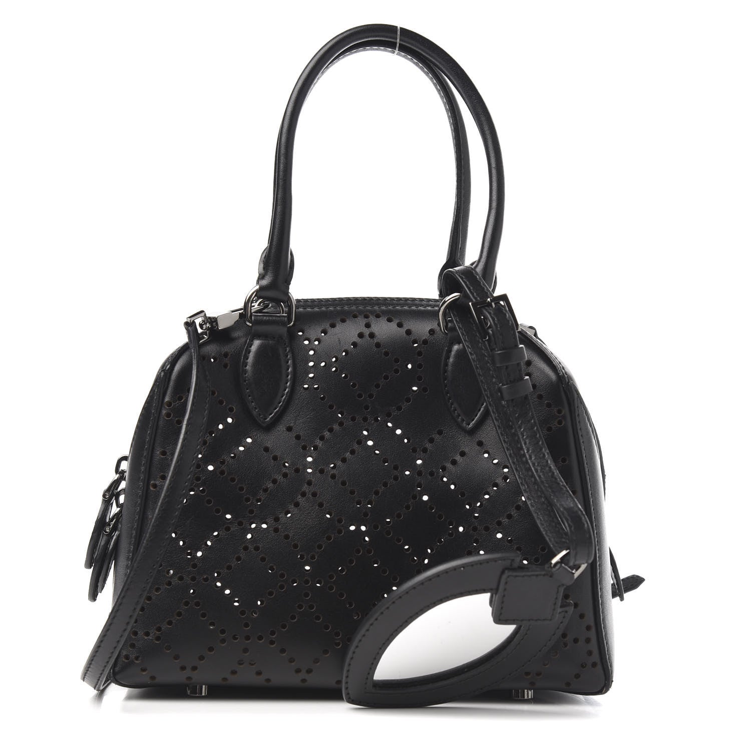 Alaia Calfskin Lux Laser Cut Arabesque Dome Bag Black 1 of 8