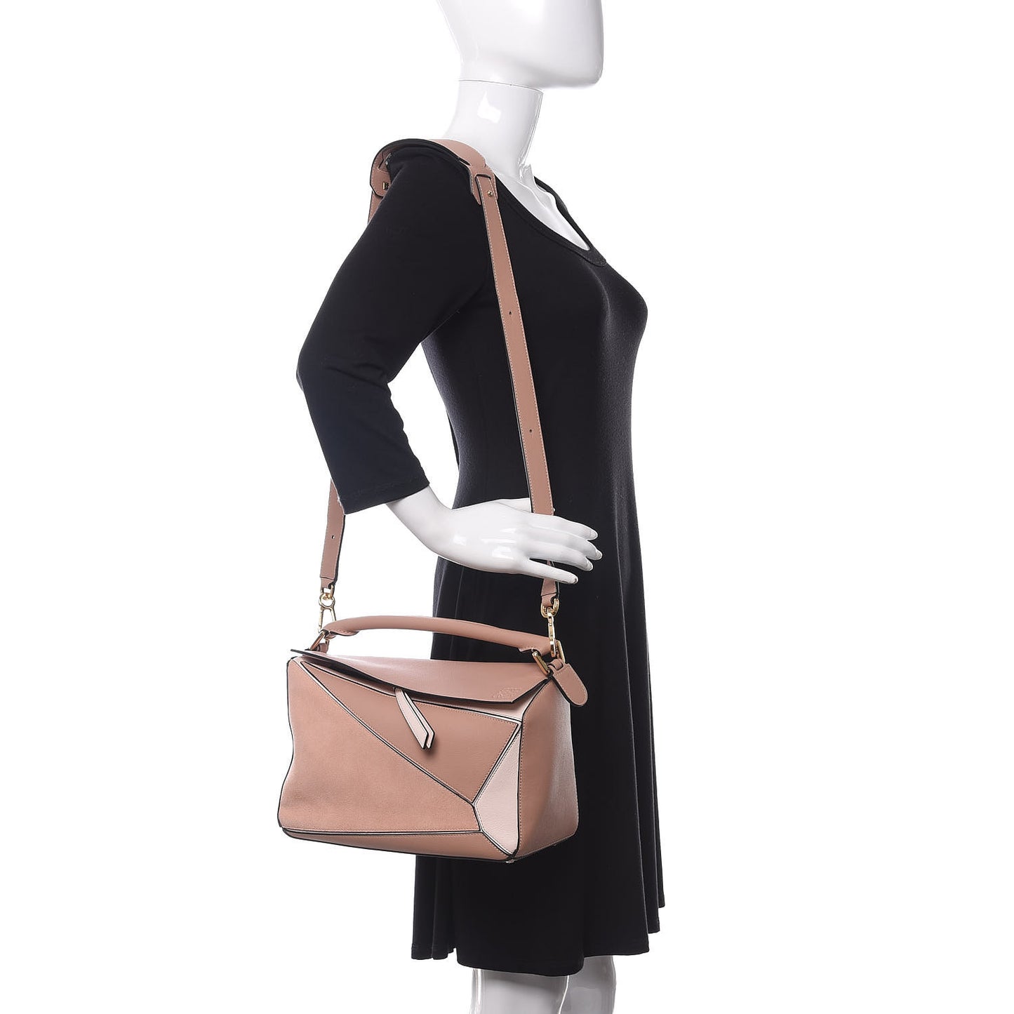 Calfskin Suede Medium Puzzle Bag Blush