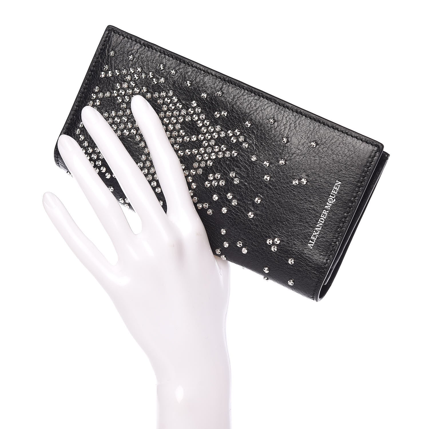 Alexander McQueen Calfskin Studded Folded Long Wallet Black 2 of 10
