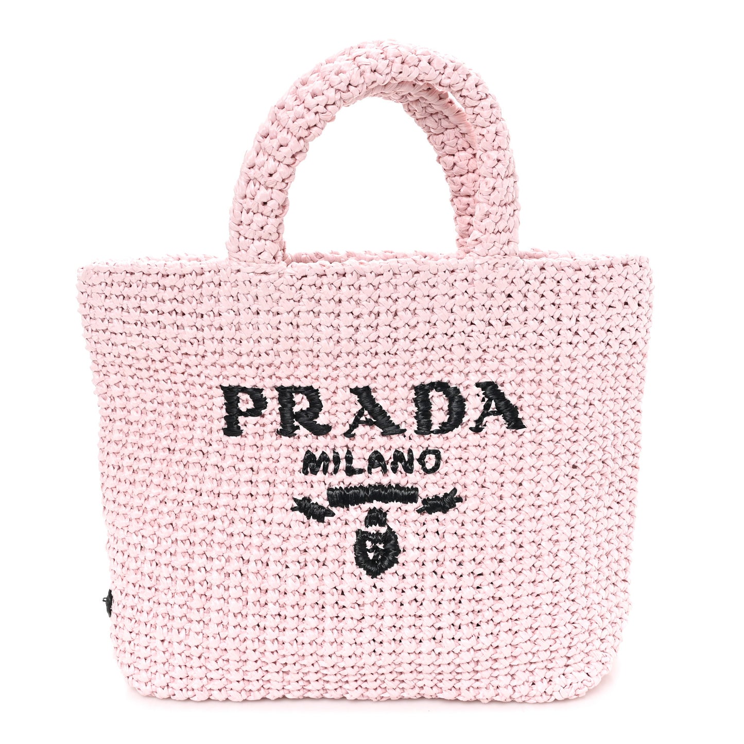 Yarn Raffia Effect Crochet Small Logo Tote Alabastro