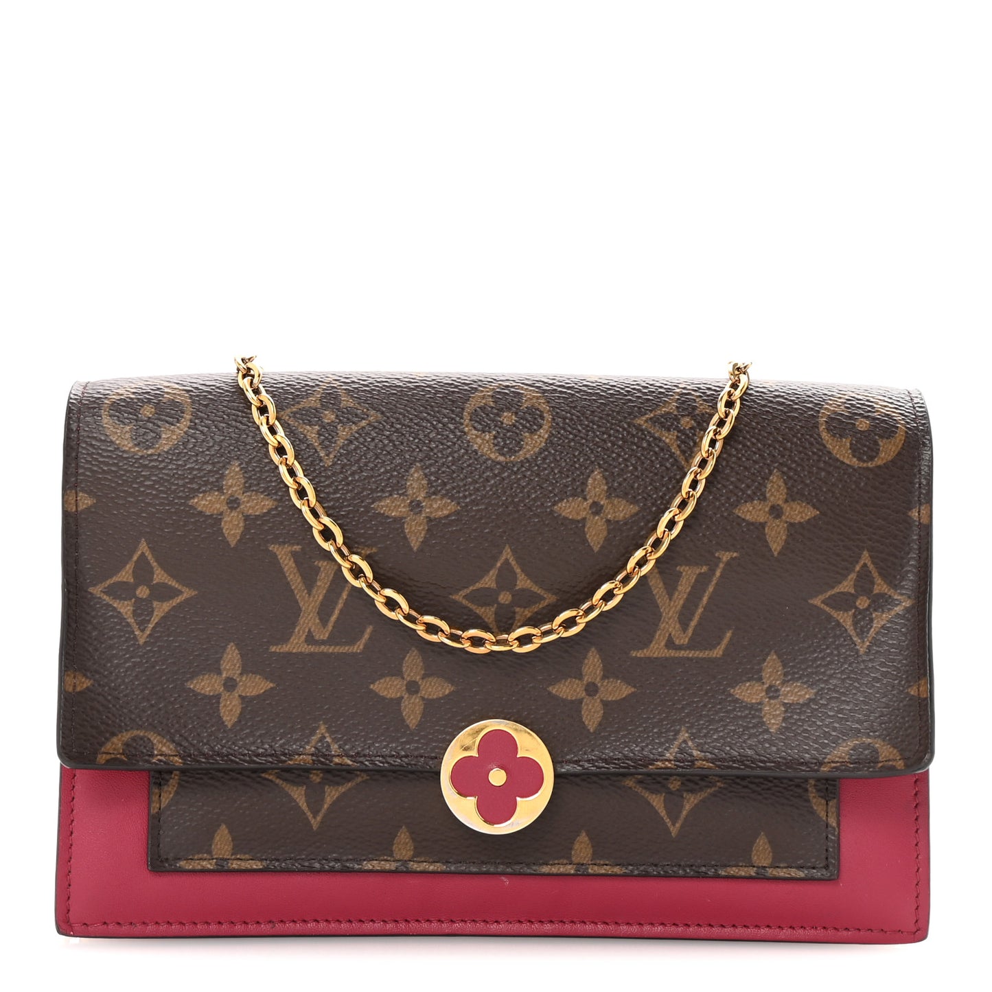 Monogram Flore Chain Wallet Fuchsia