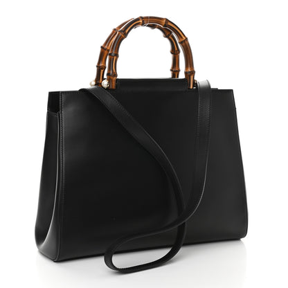 Gucci Nappa Bamboo Medium Nymphaea Top Handle Bag Black 3 of 12