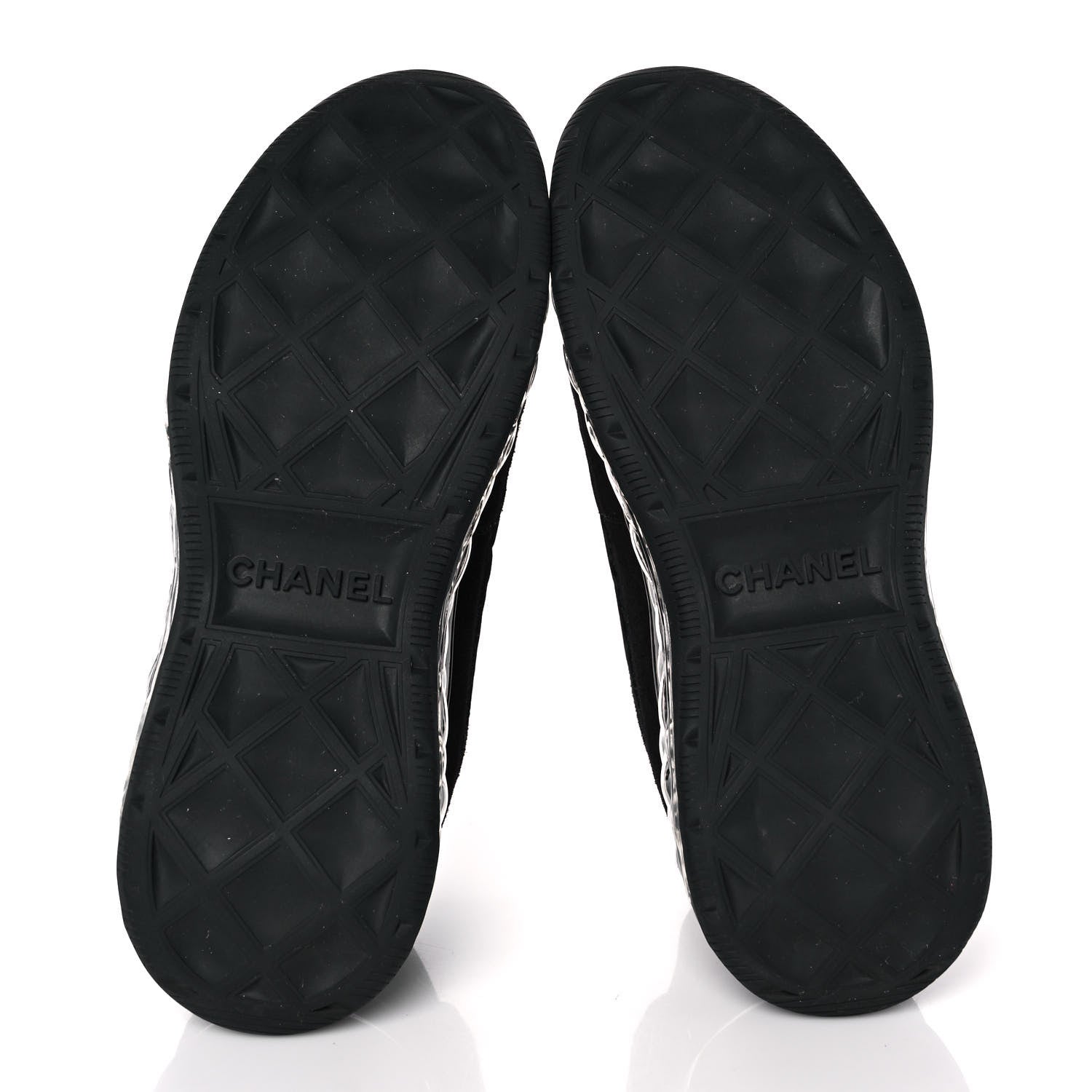 Chanel Suede Calfskin Velvet Grosgrain CC Sneakers 37.5 Black 6 of 9