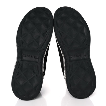 Chanel Suede Calfskin Velvet Grosgrain CC Sneakers 37.5 Black 6 of 9