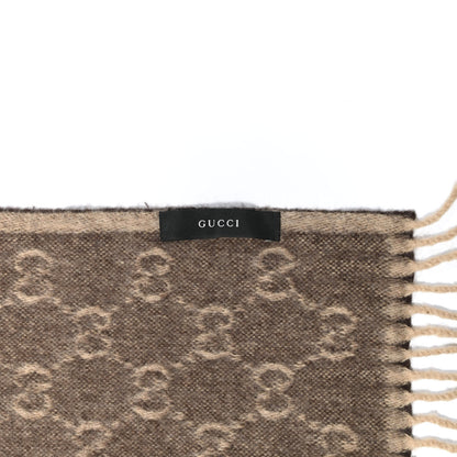 Gucci Wool Angora Monogram Web Scarf Dark Brown 3 of 3