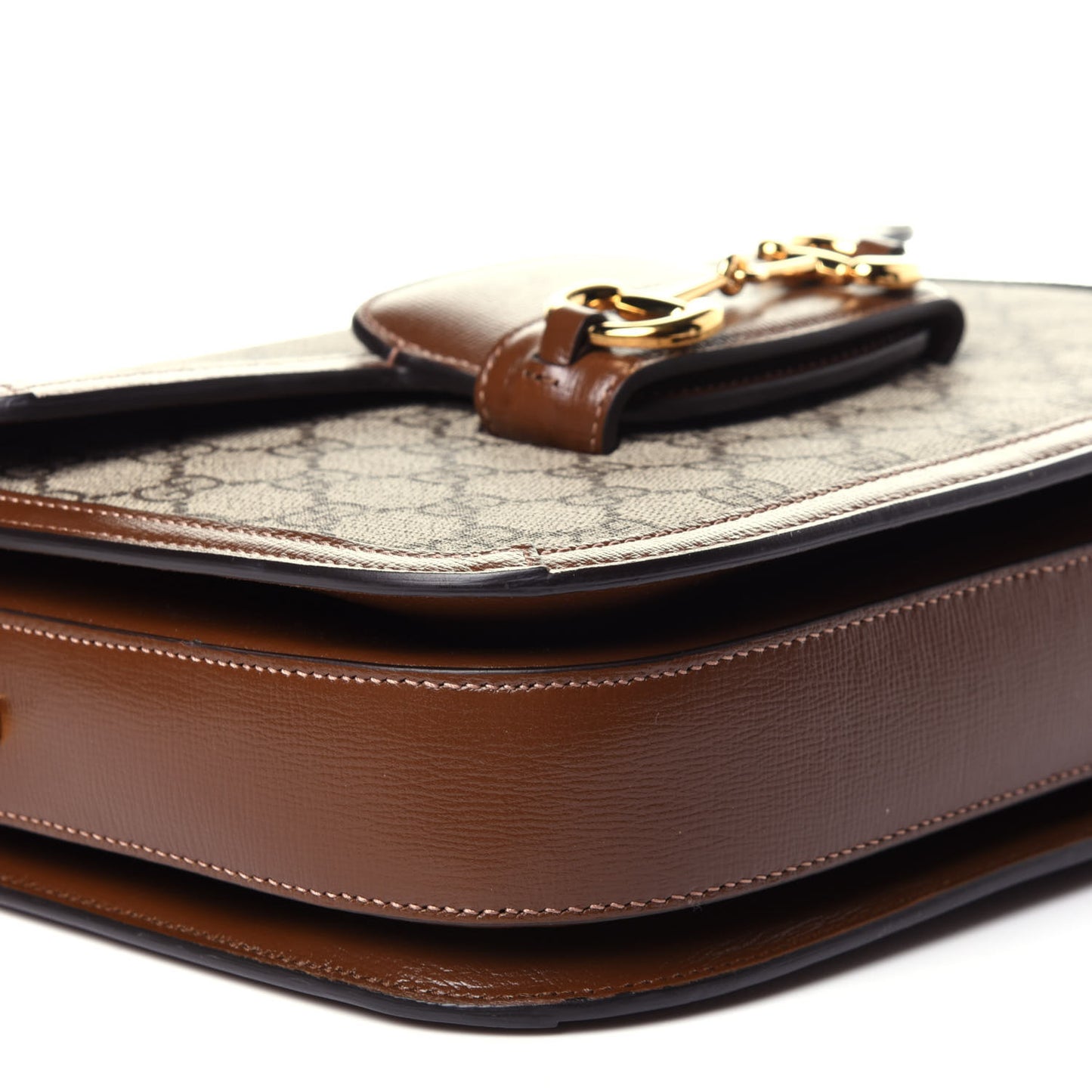 GG Supreme Monogram Horsebit 1955 Shoulder Bag Beige Brown Sugar