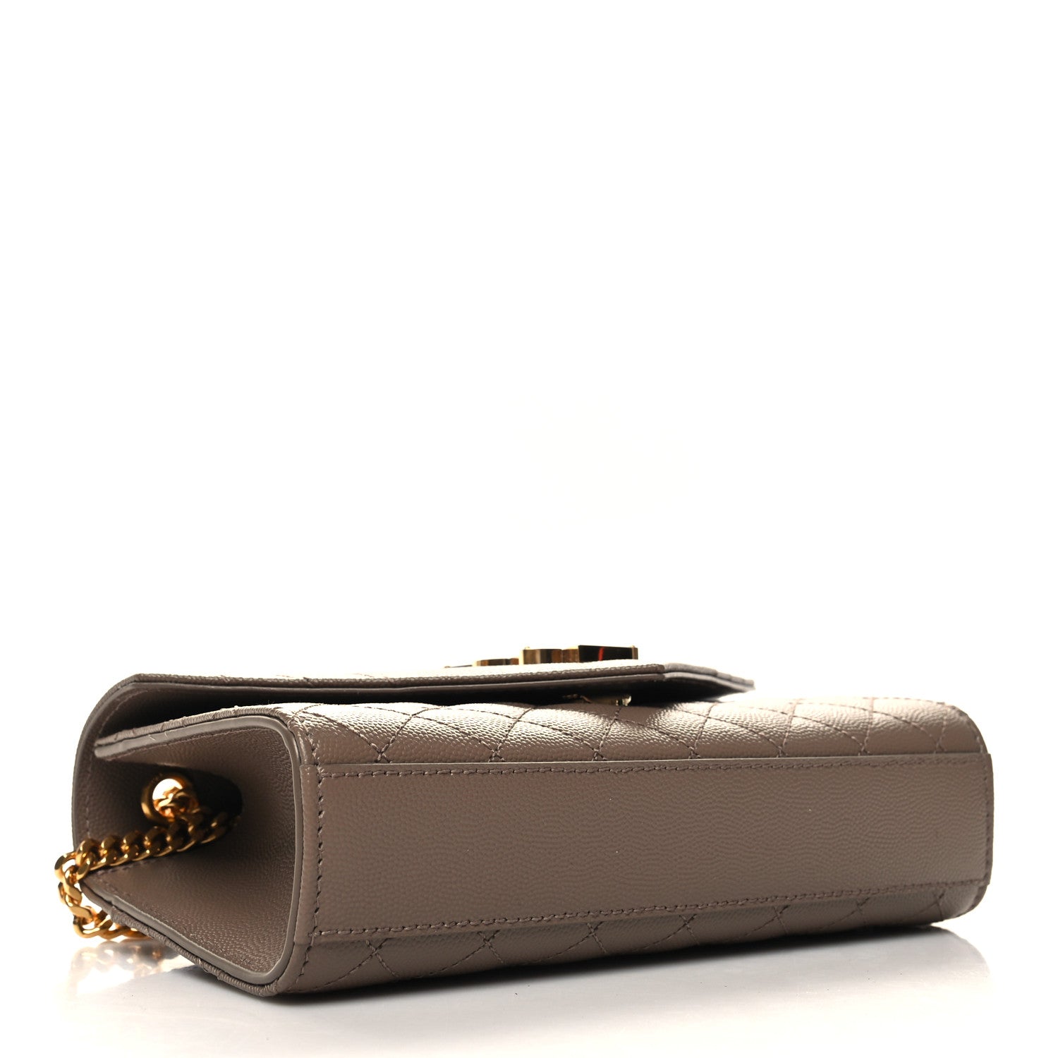 Saint Laurent Grain De Poudre Textured Mixed Matelasse Triquilt Small Monogram Satchel Taupe 4 of 9