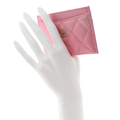 Chanel Cloudy Pearly Goatskin Quilted Card Holder Pink 2 of 9