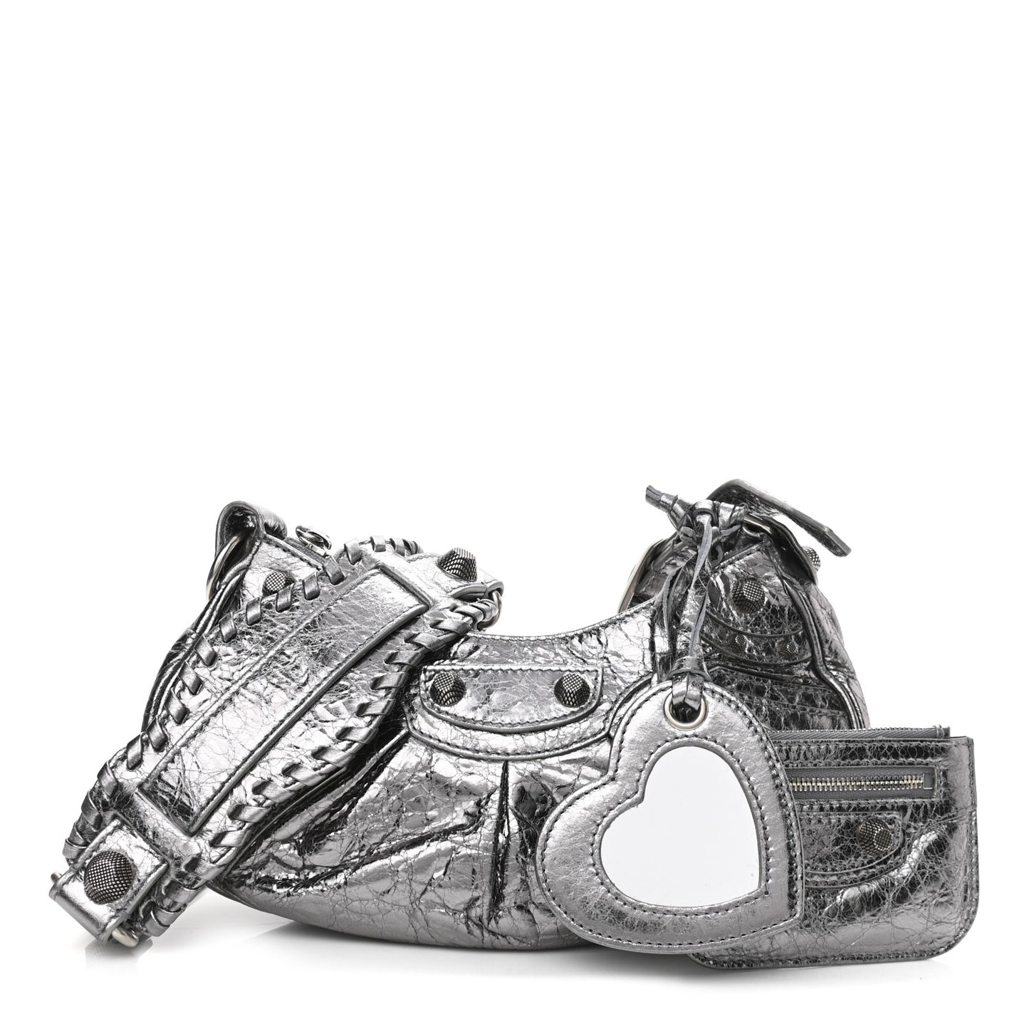 Metallic Agneau Arena Le Cagole Shoulder Bag XS Silver