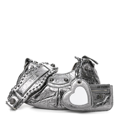 Balenciaga Metallic Agneau Arena Le Cagole Shoulder Bag XS Silver 1 of 11