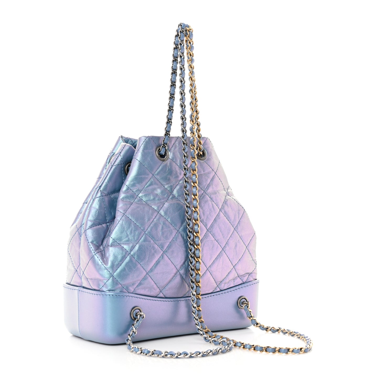 Iridescent Lambskin Calfskin Small Quilted Gabrielle Backpack Light Purple