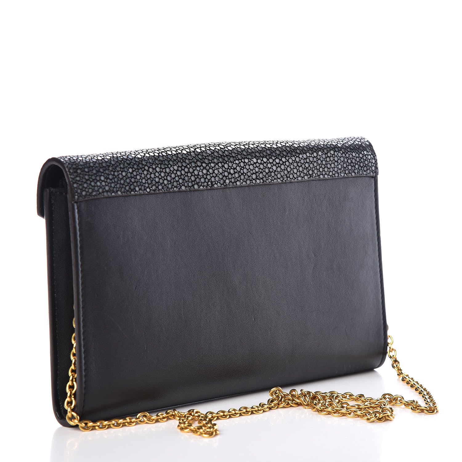 Celine Stingray Shiny Calfskin Clutch on a Chain Black 3 of 9