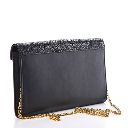 Celine Stingray Shiny Calfskin Clutch on a Chain Black 3 of 9