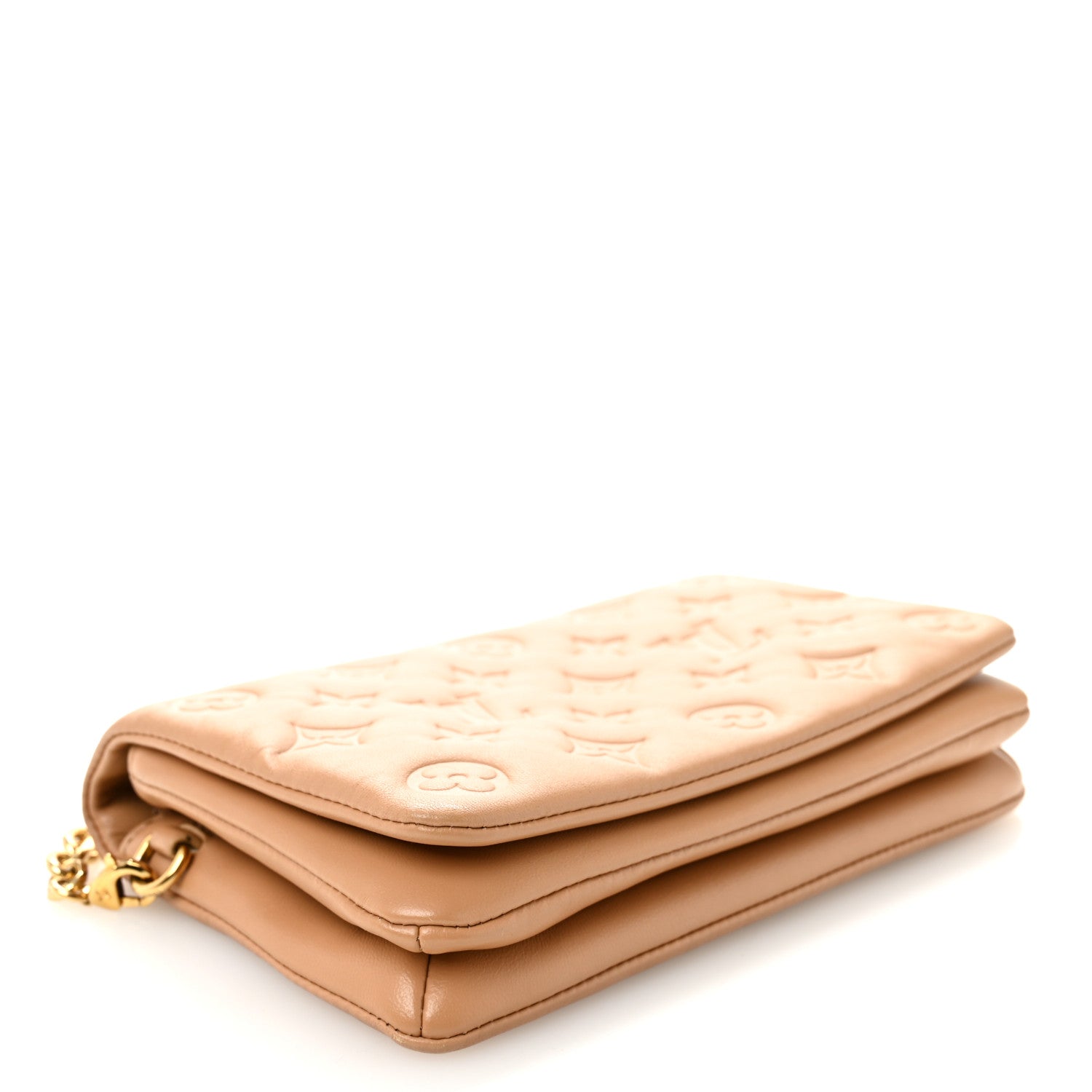 Louis Vuitton Lambskin Embossed Monogram Pochette Coussin Camel 4 of 10
