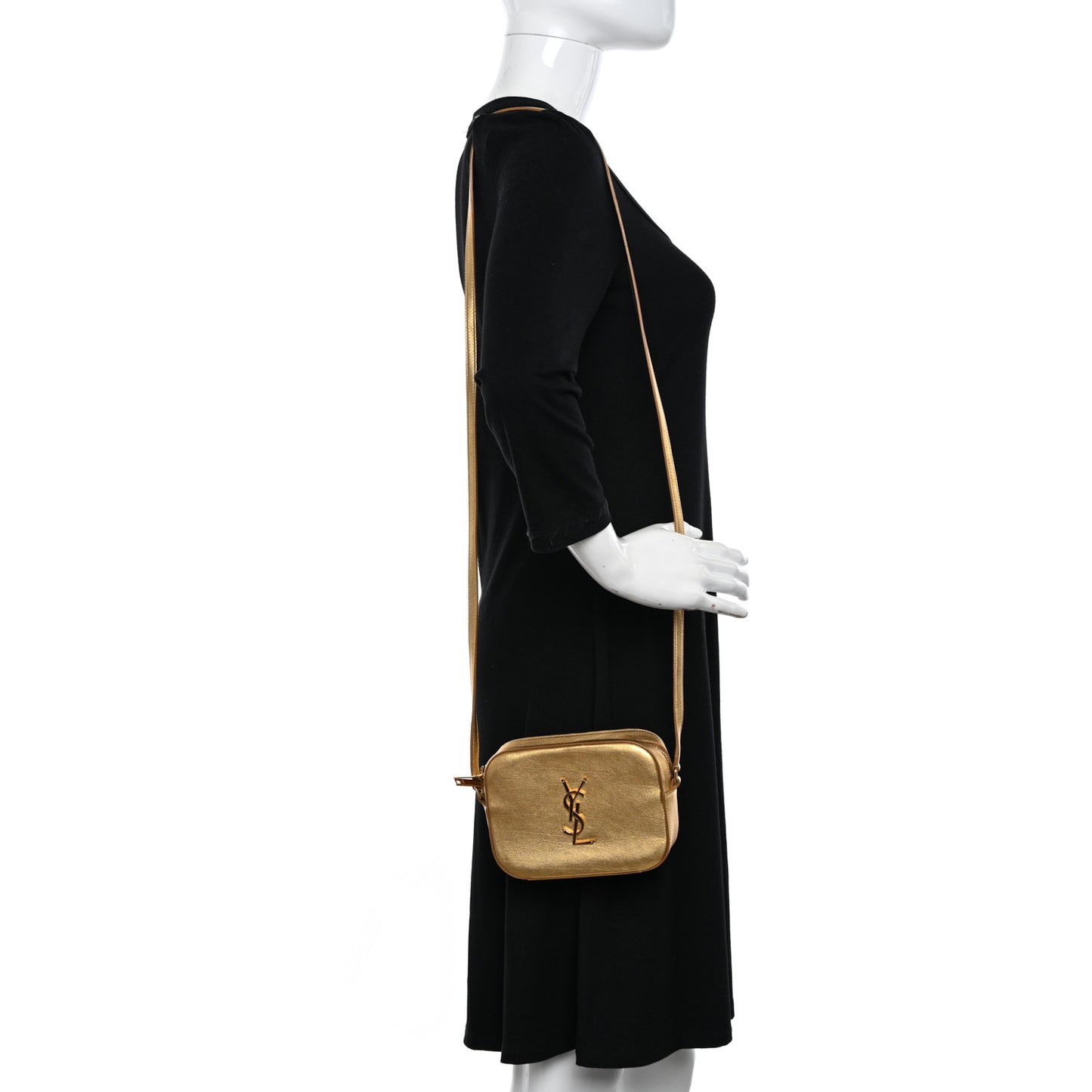Metallic Calfskin Small Classic Monogram Camera Bag Gold