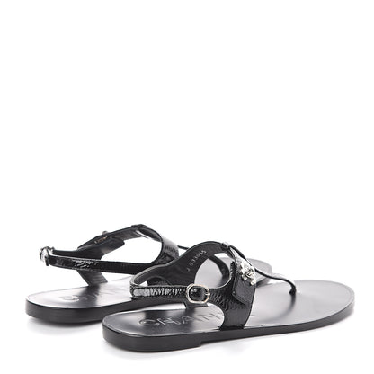 Chanel Patent Goatskin CC Thong Sandals 36.5 Black 4 of 7