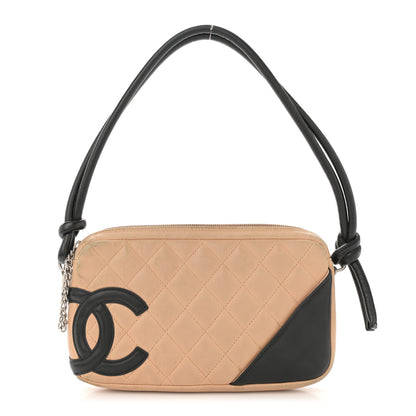 Chanel Calfskin Quilted Cambon Pochette Beige Black 1 of 12