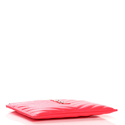 Saint Laurent Patent Grain De Poudre Matelasse Chevron Monogram Bill Pouch Neon Pink 4 of 12