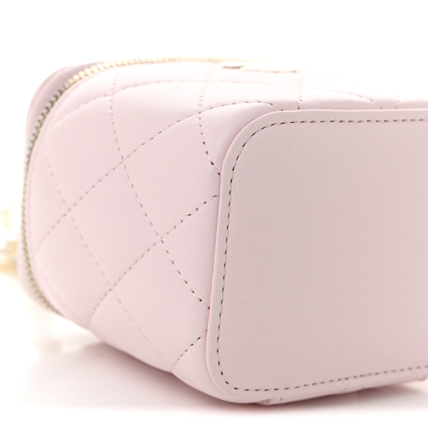Chanel Lambskin Quilted Mini Vanity Case With Pearl Chain Light Pink 9 of 10