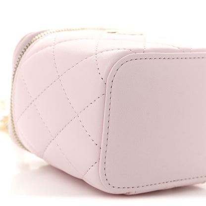 Chanel Lambskin Quilted Mini Vanity Case With Pearl Chain Light Pink 9 of 10