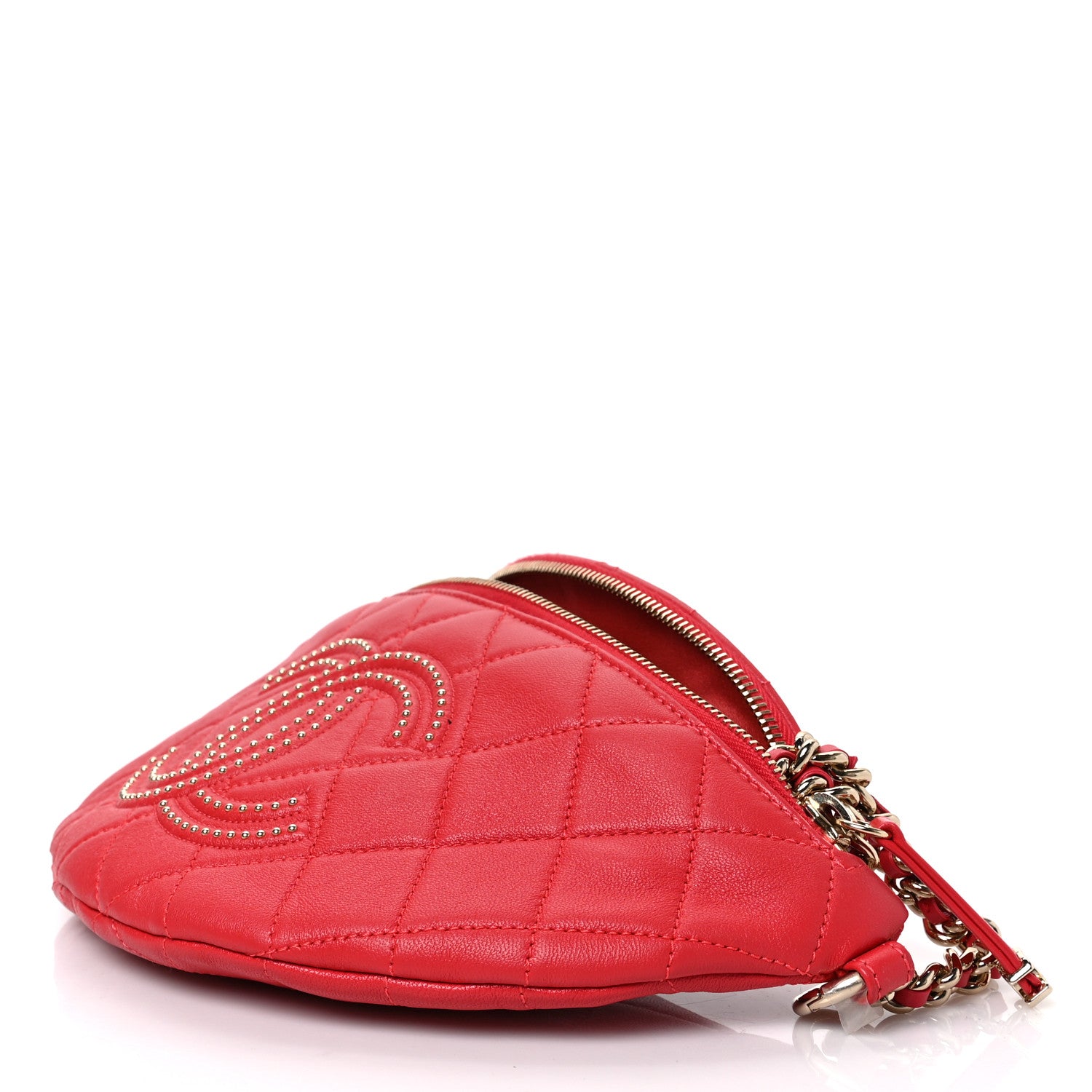 Chanel Lambskin Quilted Studded Waist Bag Red 9 of 9